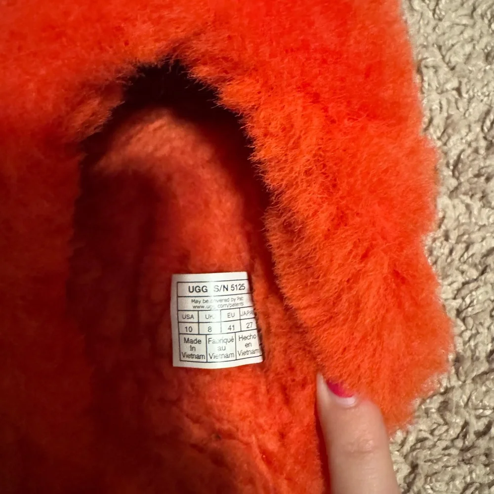 UGG Orange and Red Fluffy Slippers - Picture 2 of 2
